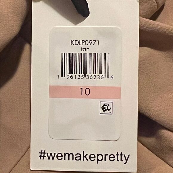 Kensie Womens Tan Tie Front Blouson Wrap Dress Belted Short Sleeves 10 NWT - Picture 9 of 12